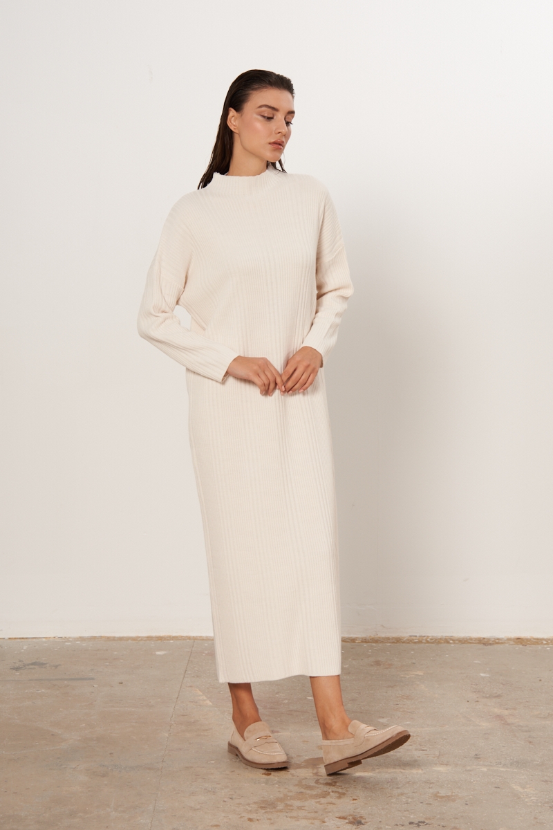 Basic Triko Elbise - Vanilya
