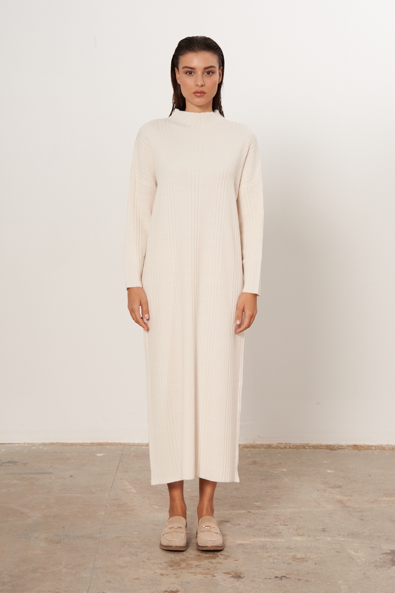 Basic Triko Elbise - Vanilya