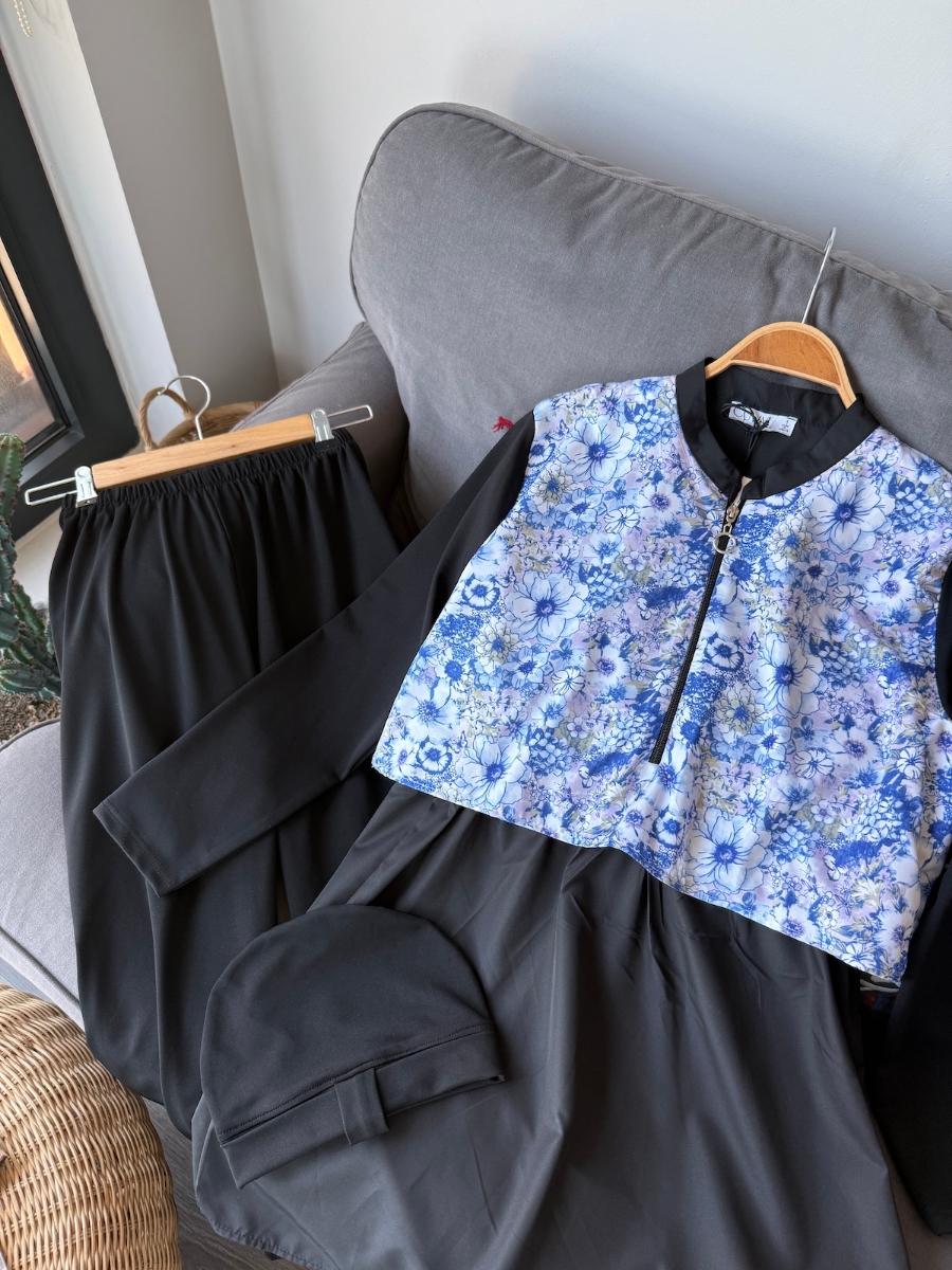 Altın Tesettür Mayo - Siyah