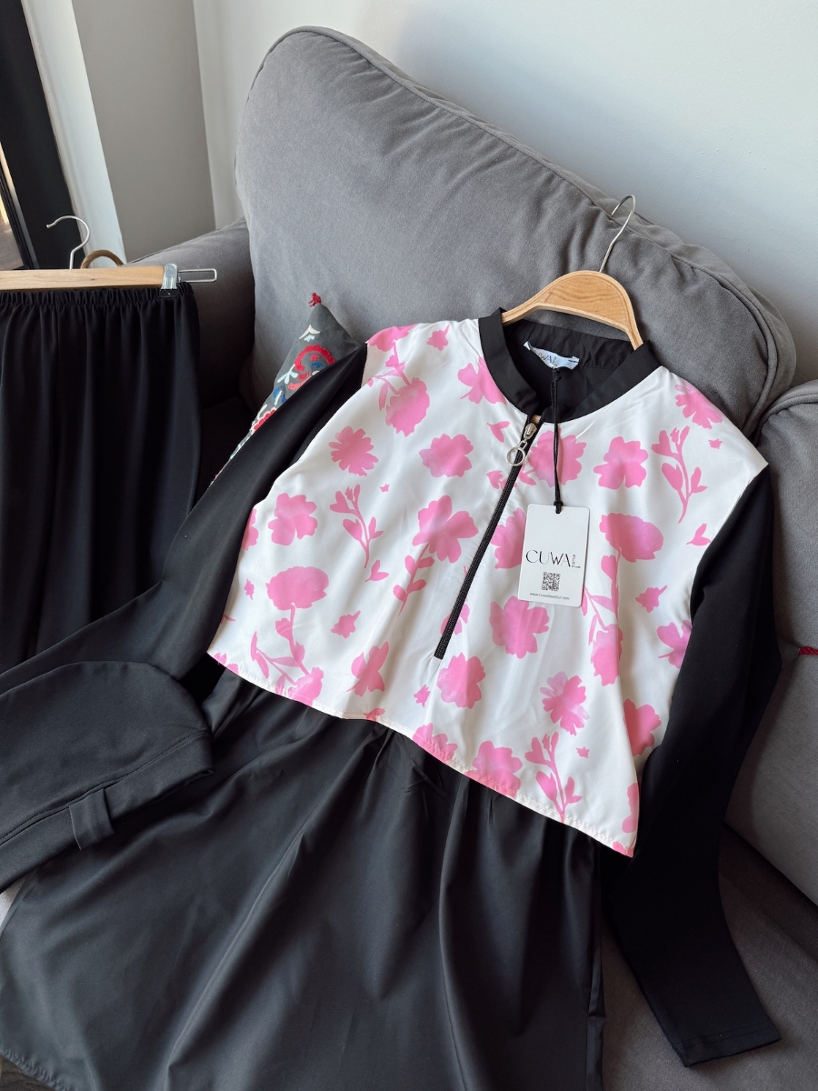 Flower Tesettür Mayo - Siyah