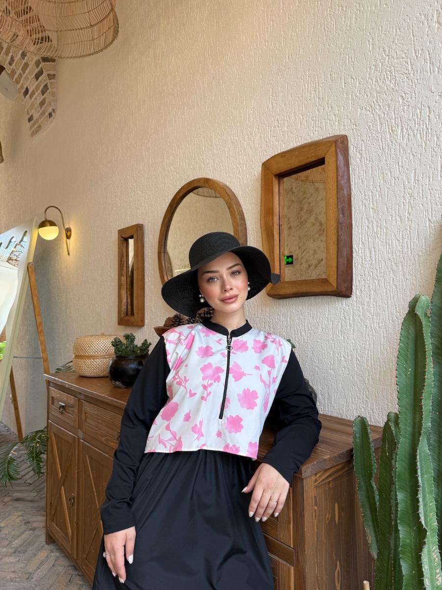 Flower Tesettür Mayo - Siyah