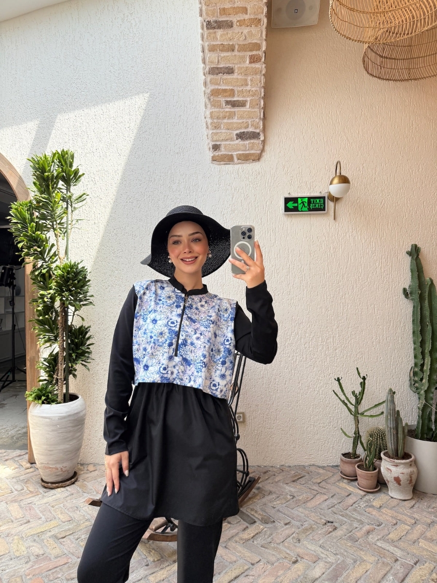 Altın Tesettür Mayo - Siyah