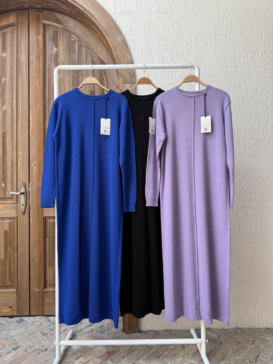 Carla Triko Tesettür Elbise - Siyah