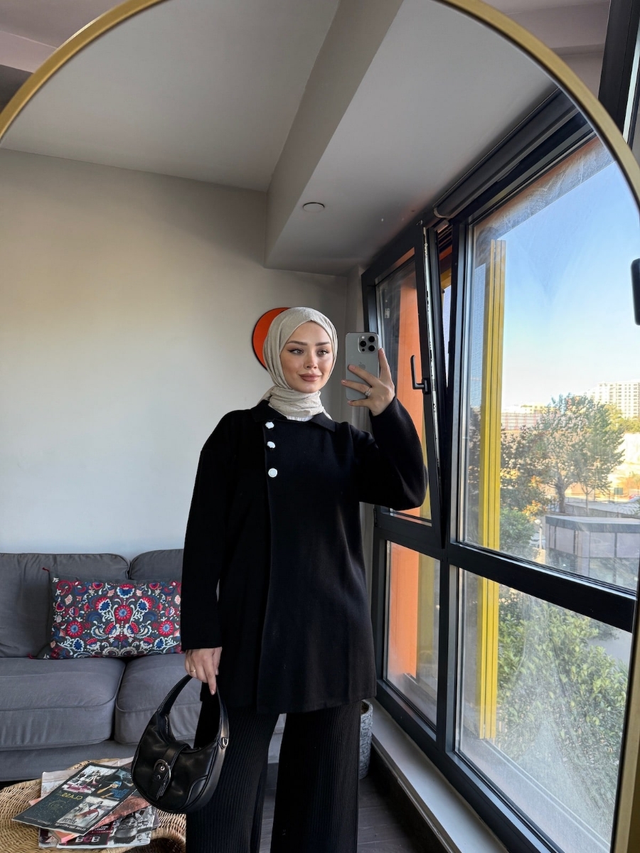 Massimo Triko Tesettür İkili Takım - Siyah