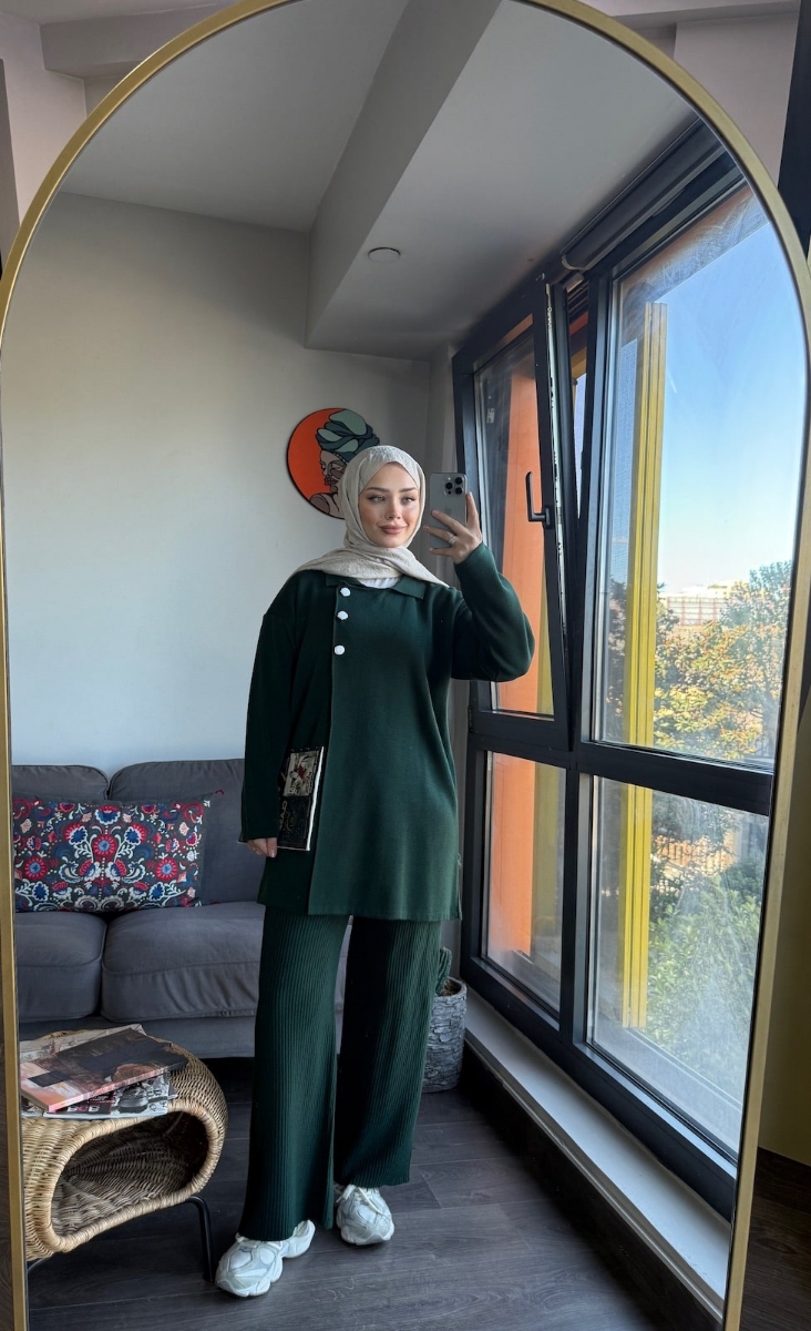 Massimo Triko Tesettür İkili Takım - Zümrüt